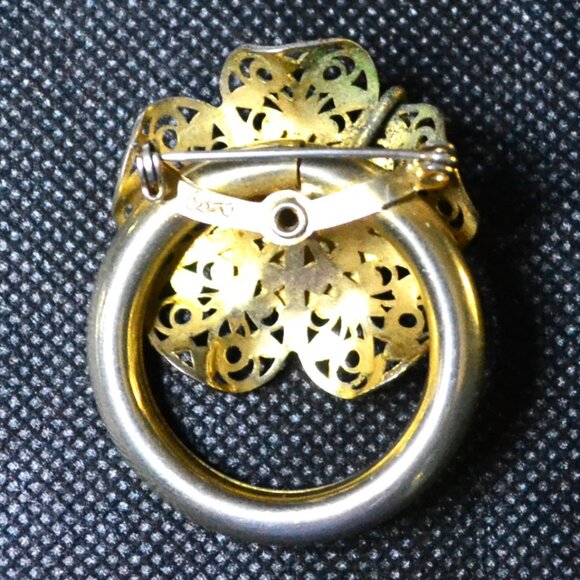 Cano Brooch Mixed Washed Tones Filigree Work Ladies Jewelry Fashion Accessory - Picture 2 of 3